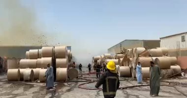 السيطرة على حريق اندلع فى مصنع للكرتون والورق بالمنطقة الصناعية ببنى سويف