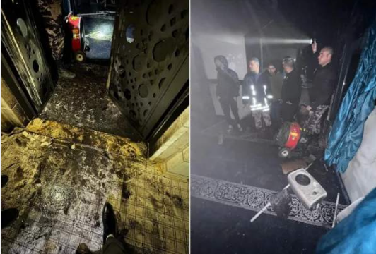 إحراق مسجد جنوب غرب نابلس وكتابة شعارات عنصرية