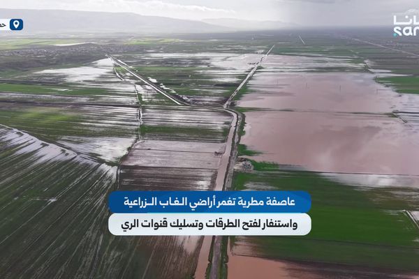 العاصفة المطرية تغمر أراضي الغاب الزراعية واستنفار لفتح الطرقات وتسليك قنوات المياه