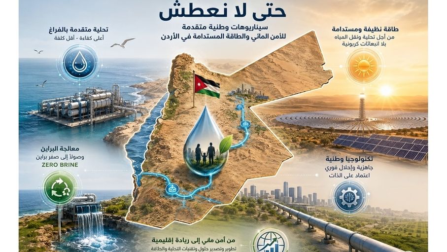 "حتى لا نعطش".. خطة استراتيجية لتحويل الأردن إلى مصدر لتقينات التحلية والطاقة المتجددة