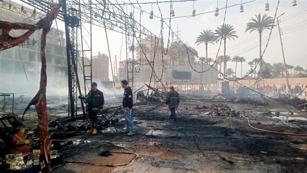 السيطرة على حريق خيمة رمضانية في الدقهلية (فيديو وصور)