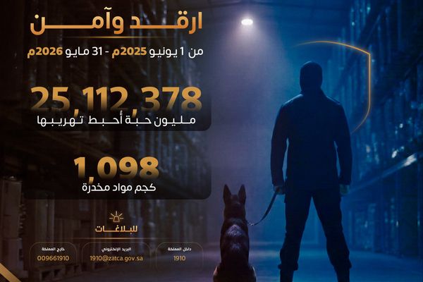 "زاتكا" تُحبط محاولات تهريب أكثر من 25 مليون حبة و1,098 كيلوغرامًا من المواد المخدرة والمحظورة
