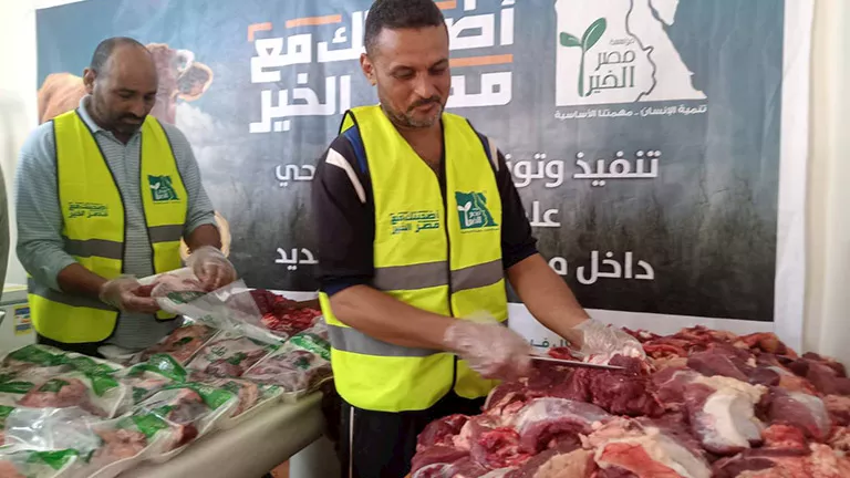 الوادي الجديد تدعم الأسر الأكثر احتياجًا بتوزيع لحوم 54 أضحية
