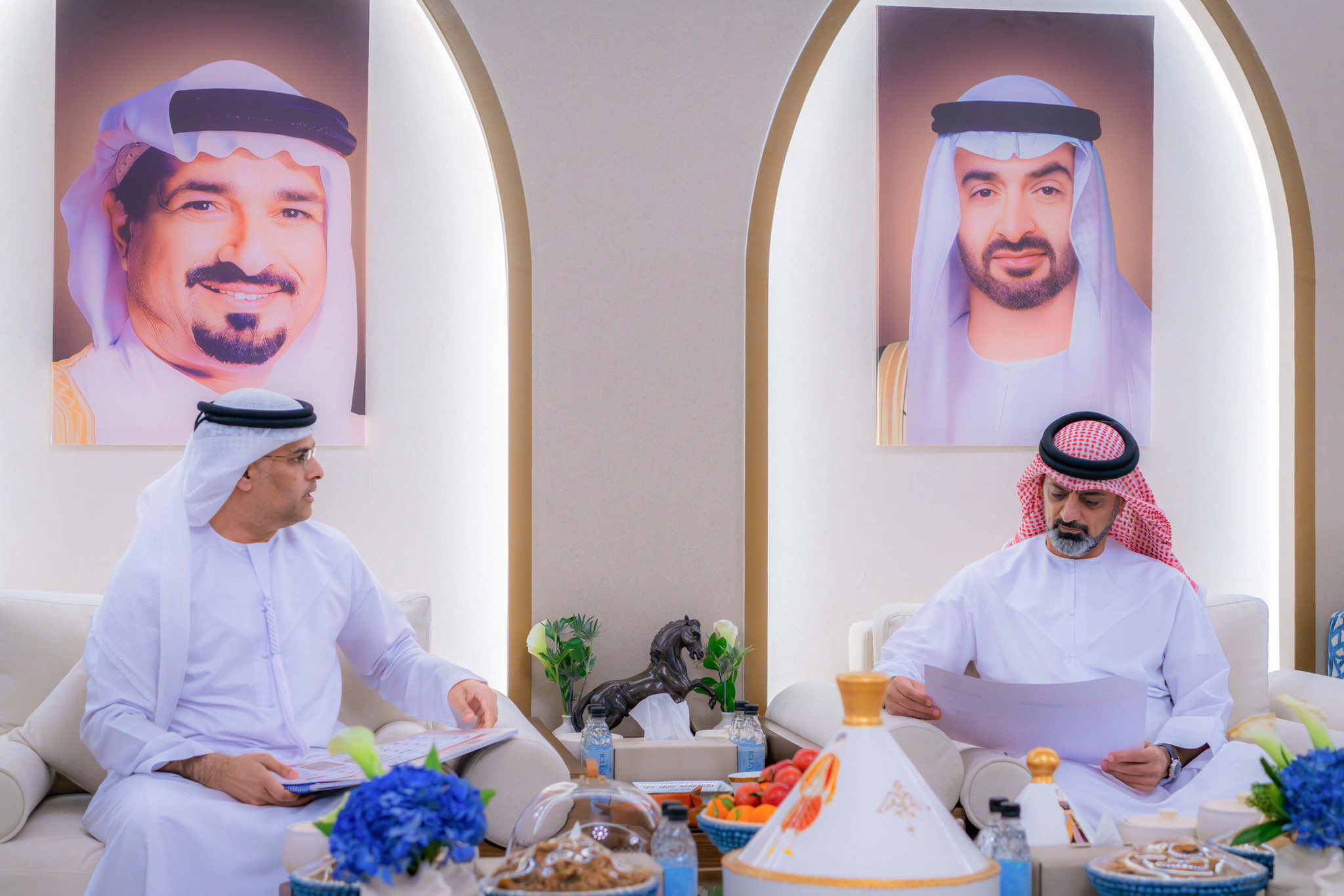 عمار بن حميد يستقبل وفد "الفارس الشهم 3" لمتابعة إطلاق جسر حميد الجوي لإغاثة غزة