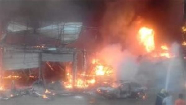 امتداد النيران في حريق محل أسماك الطالبية بالجيزة إلى 6 محلات أخرى
