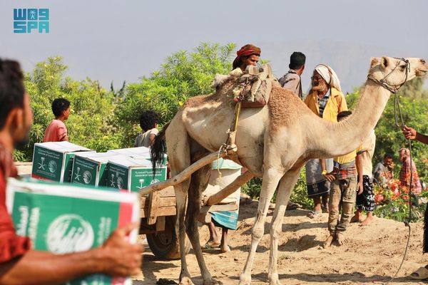 المملكة توزع (600) سلة غذائية في مديرية خنفر بمحافظة أبين