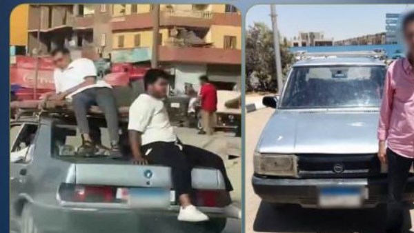 القبض على المتهم بالسماح لشخصين باعتلاء سيارته حال سيره في القاهرة