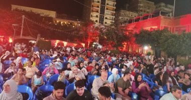 مقاعد كاملة العدد بنادى جمهورية شبين الكوم لمتابعة مباراة مصر وبلجيكا
