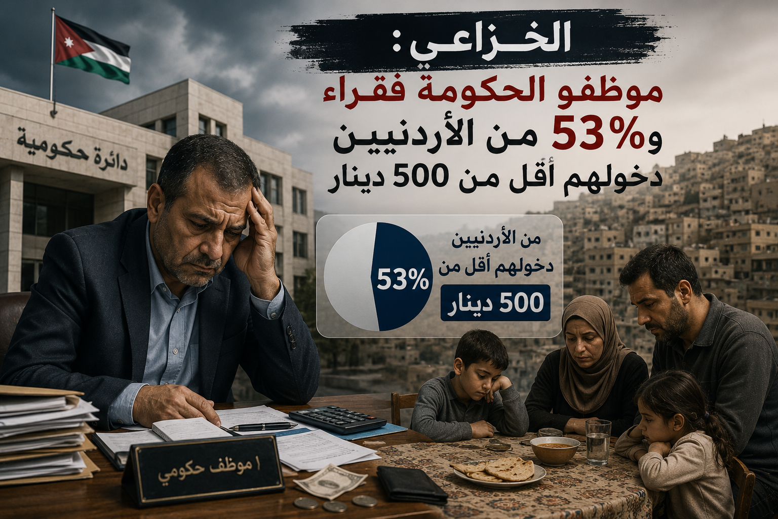جو 24 : الخزاعي: موظفو الحكومة فقراء و53% من الأردنيين دخولهم أقل من 500 دينار #عاجل