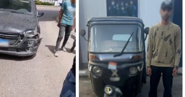 عكس الاتجاه.. الأمن يضبط صاحب "توك توك" حطم سيارة سيدة بمينا البصل