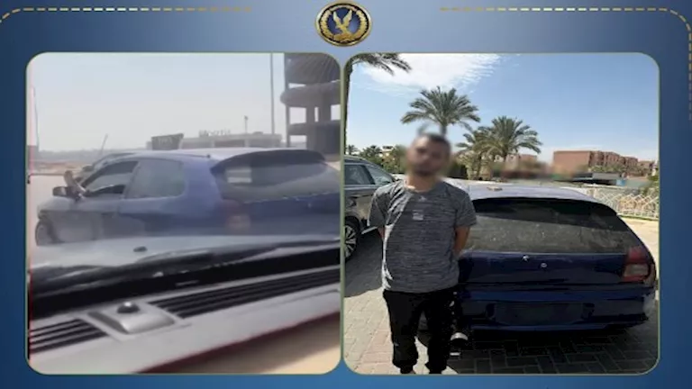ضبط سائق يسير برعونة ويضع قدمه خارج نافذة السيارة بالقاهرة