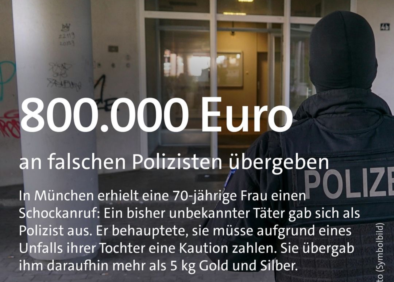 محتال ينتحل صفة شرطي ويسلب مسنة في ميونخ ذهباً وفضة بقيمة 800 ألف يورو عبر “مكالمة صدمة”