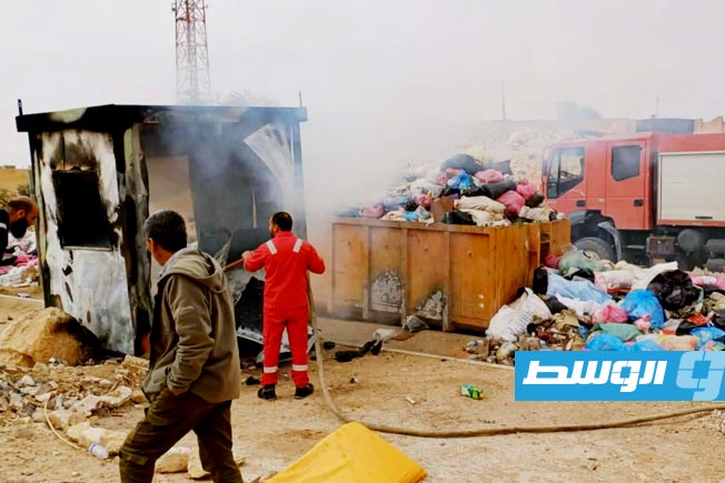 السيطرة على حريق بجوار المصرف التجاري في الأصابعة