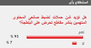 %93 من القراء يؤيدون شن حملات لضبط صانعى المحتوى المتهمين بنشر مقاطع تحرض على البلطجة