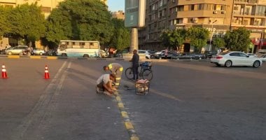 استجابة للشكاوى.. محافظة الجيزة تُجرى صيانة لمطب أمام نادى الزمالك