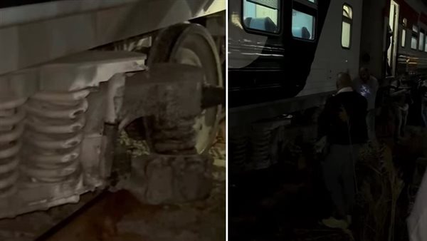 اللقطات الأولى لخروج عربة قطار عن القضبان بين محطتي كفر الدوار وسيدي جابر (صور)