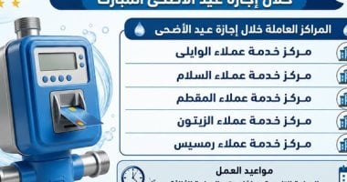 مياه القاهرة تحدد مواعيد تشغيل مراكز خدمة العملاء خلال إجازة عيد الأضحى