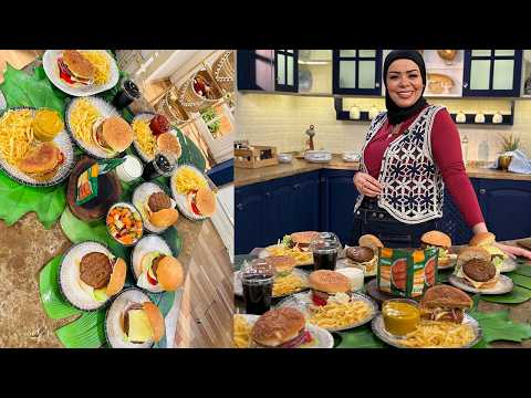 طريقة عمل برجر الدجاج - برجر مقلي - برجر اللحمة | البلدي يوكل مع الشيف نونا