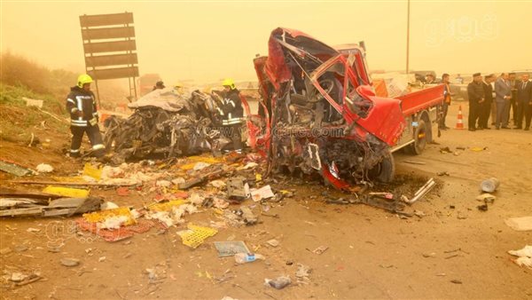 أسفر عن مصرع 8 وإصابة آخرين، الصور الأولى لحادث تصادم طريق السادات المروع
