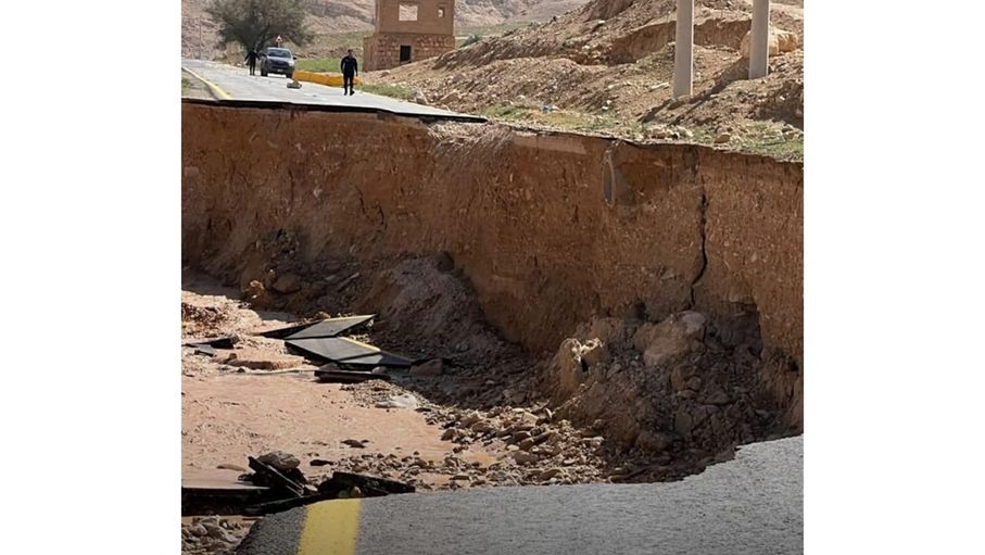 انهيار أجزاء من الطريق الملوكي النافذ بين محافظتي الطفيلة والكرك