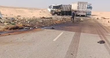 حادث تصادم بين سيارتين بطريق الواحات البحرية في الجيزة