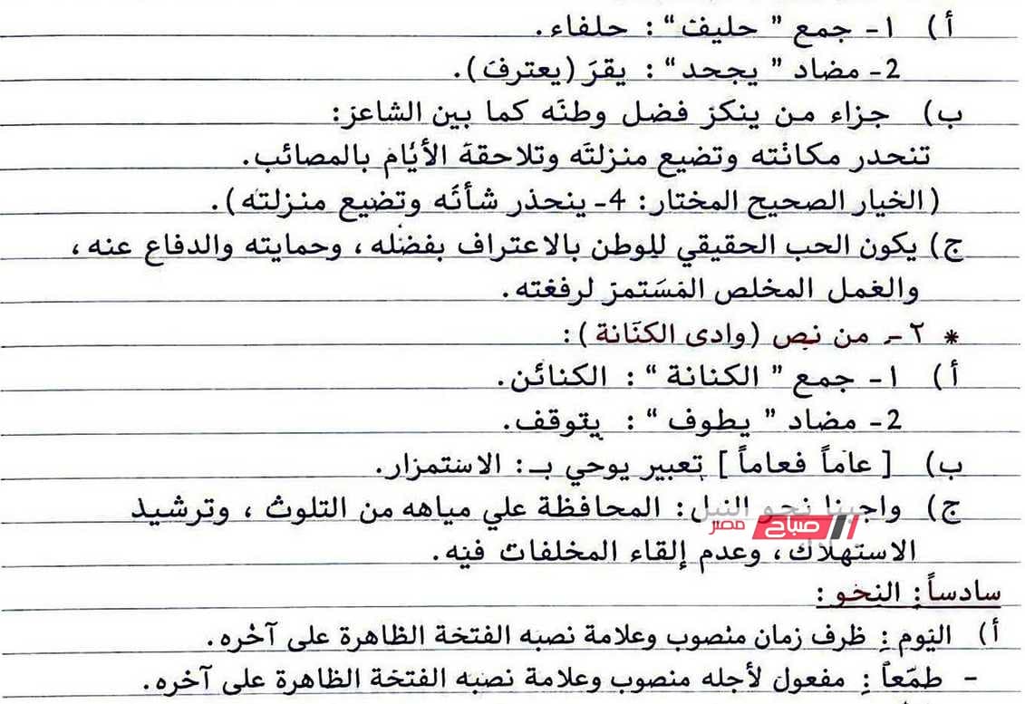 إجابة وحل امتحان اللغة العربية للشهادة الإعدادية بمحافظة المنيا 2026.. النموذج المتداول بعد انتهاء الامتحان