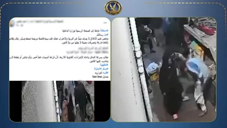 شاب يعتدي على سيدة ويخلع ملابسه في الشارع