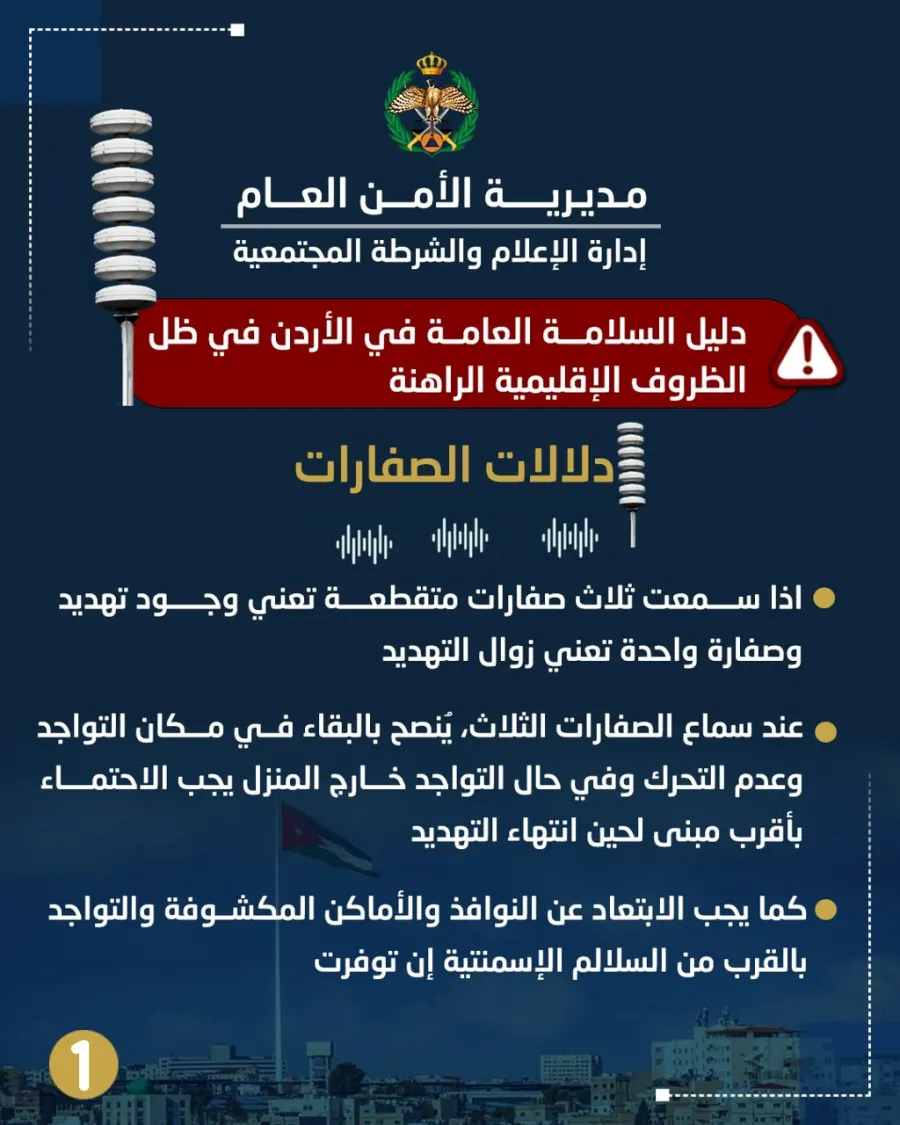 الامن العام يعيد نشر إرشادات عامة يجب اتباعها في حال مشاهدة أجسام غريبة