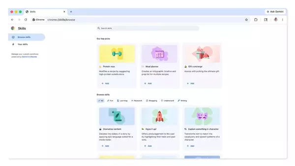 وفر وقتك عند استخدام الذكاء الاصطناعي، جوجل تطلق ميزة "Skills" في متصفح كروم (فيديو)