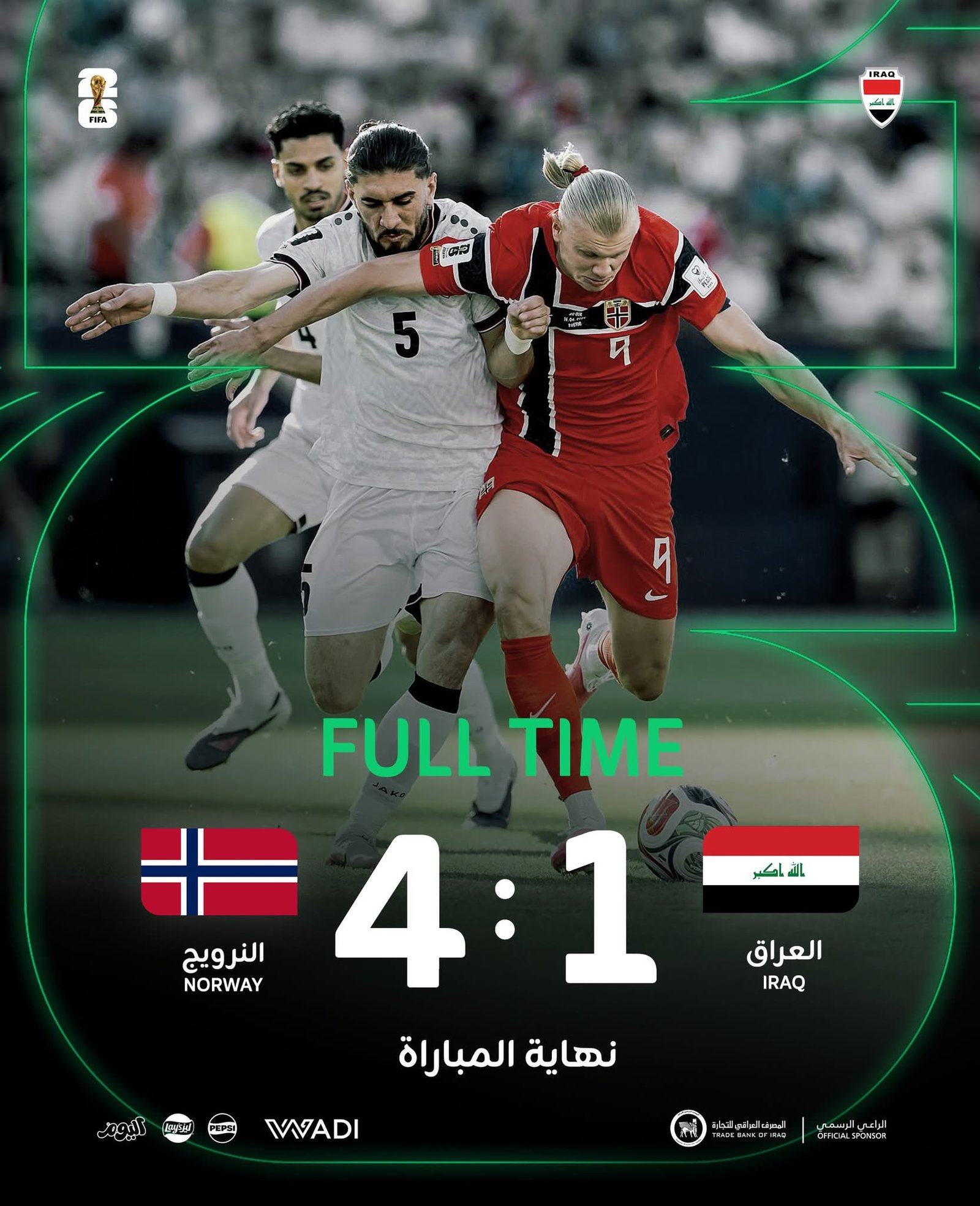 خسارة قاسية للعراق أمام النرويج في افتتاح مشواره بكأس العالم