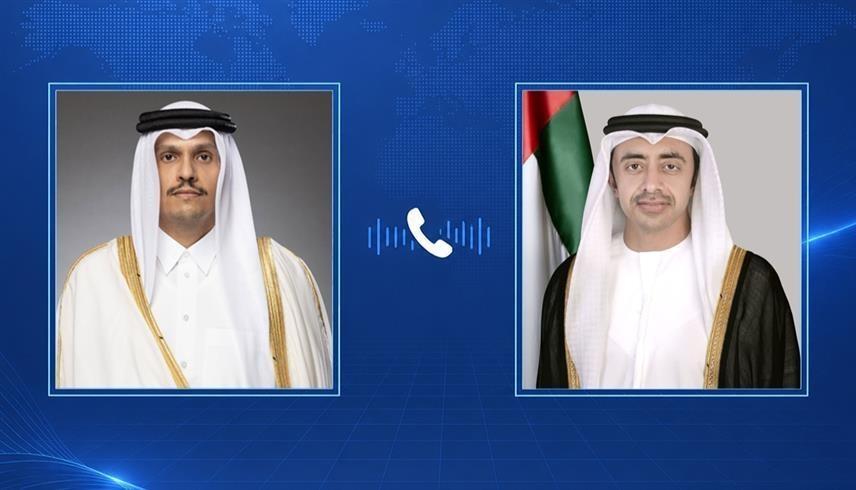 عبدالله بن زايد ورئيس الوزراء القطري يبحثان هاتفياً التطورات الإقليمية