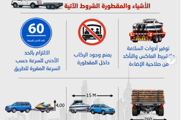 #الداخلية تحدد شروط السلامة لجر المقطورات وتحذر من مخالفة السرعة والحمولة